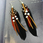 Pendientes de plumas estilo Apaches marrón y rojo