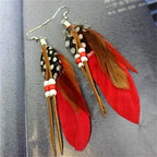 Pendientes de plumas estilo Apaches rojo