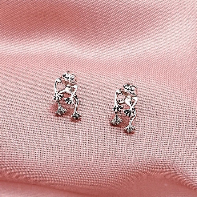 Pendientes para Mujer Rana plata
