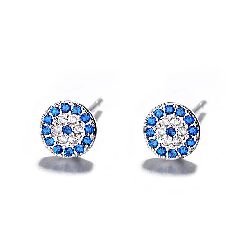 Pendientes Retro Mal Ojo Azul Cristal Turco