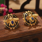 Pendientes redondos abeja negro