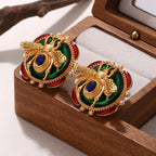 Pendientes redondos abeja verde