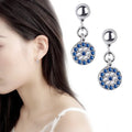 Pendientes Redondos Ojo Turco Azul de Cristal