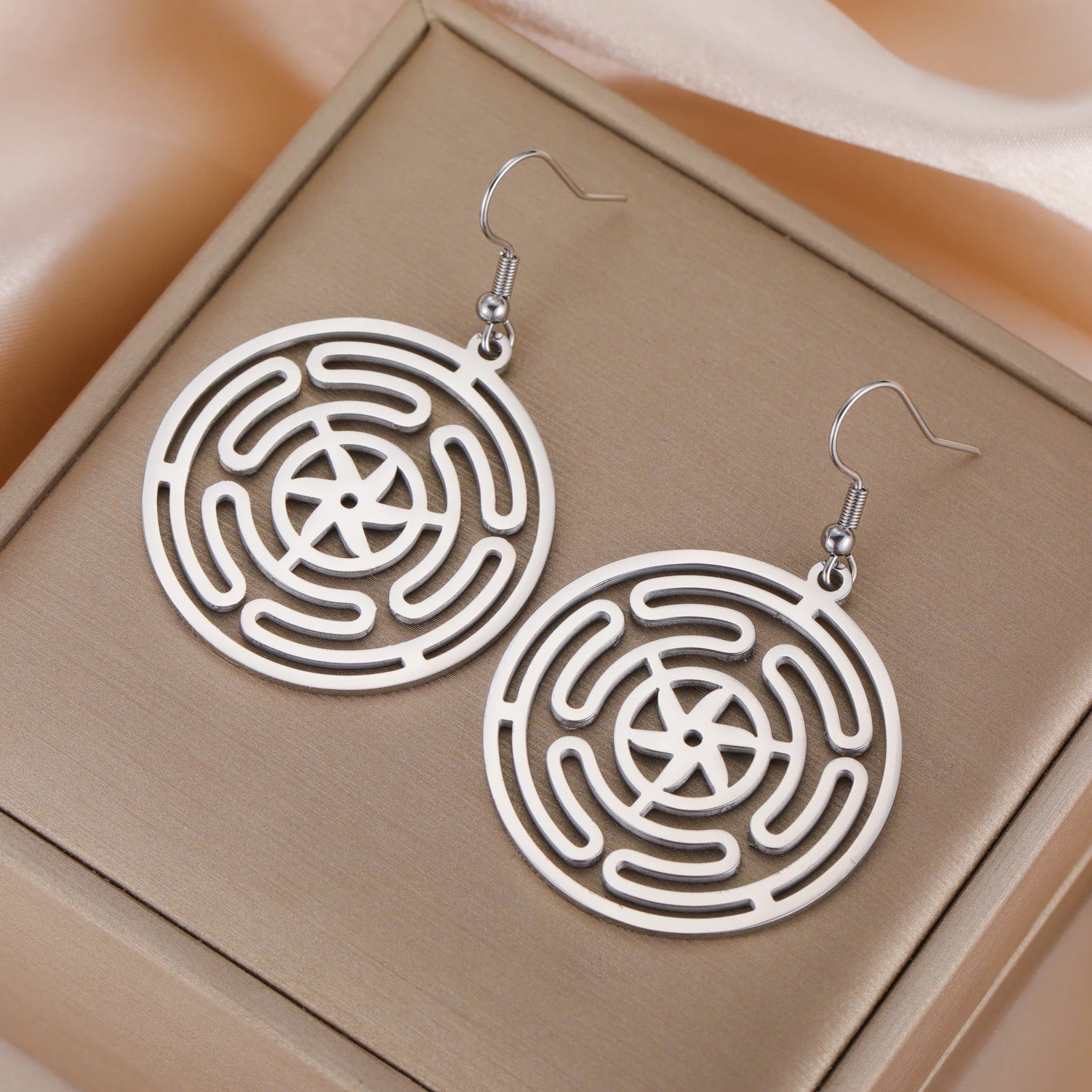 Pendientes Rueda de Hécate Strophalos Colgantes Mujer plata