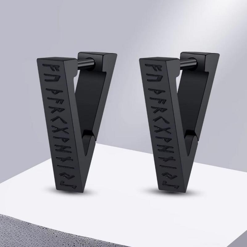 Pendientes Rúnicos Vikingos Hombre Mujer Nórdico negro