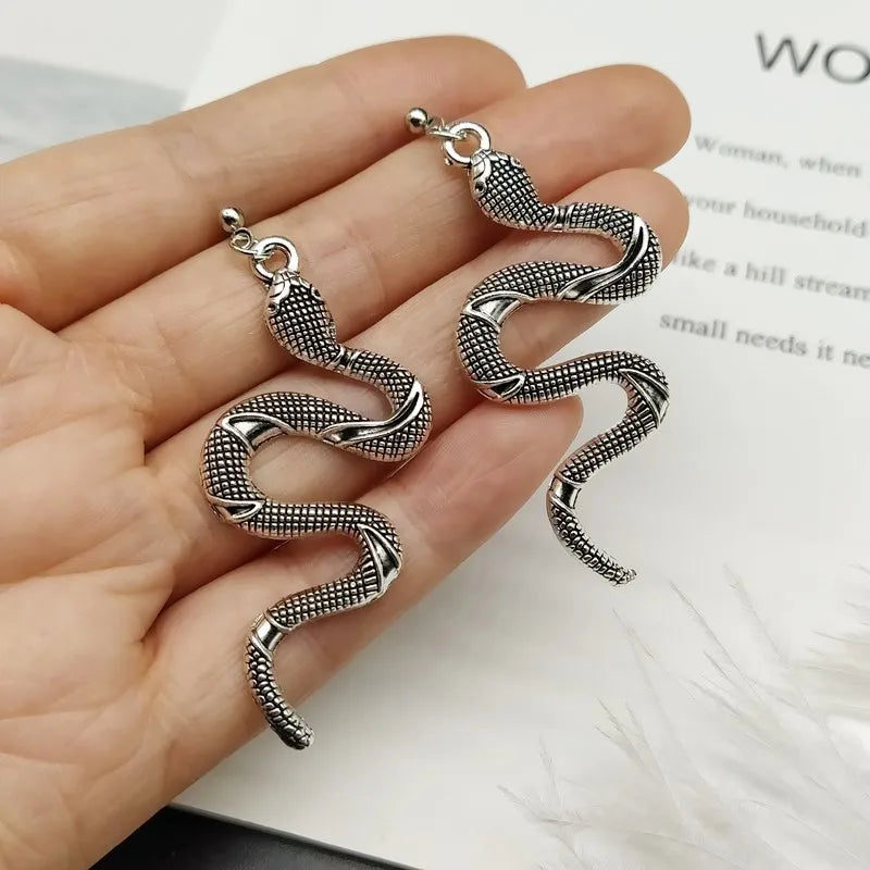 Pendientes de Serpiente Reptil plata