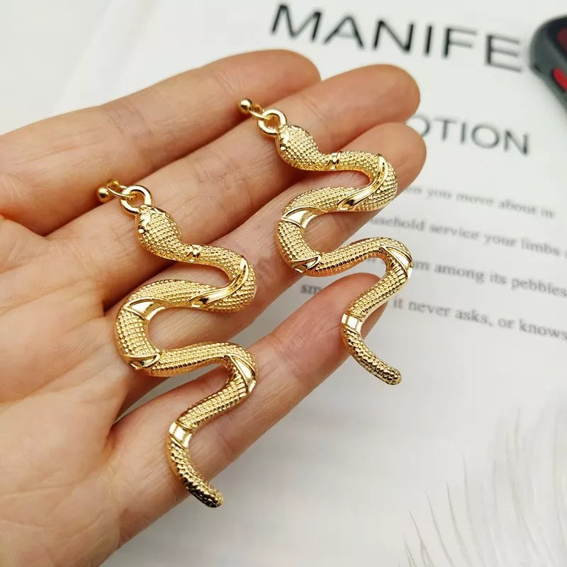 Pendientes de Serpiente Reptil oro