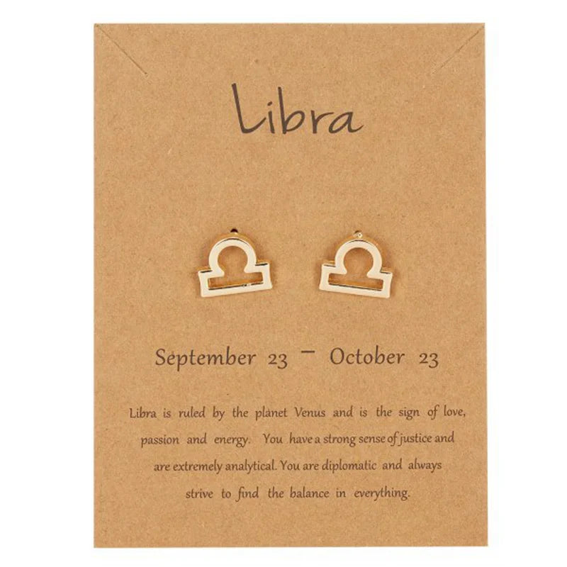 Pendientes Signo del Zodiaco 12 Constelaciones libra
