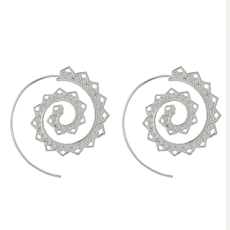 Pendientes de Aro Espiral para Mujer plata