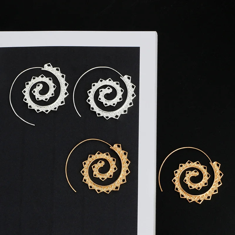 Pendientes de Aro Espiral para Mujer plata