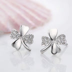 Pendientes trébol de cuatro corazones pavé de strass