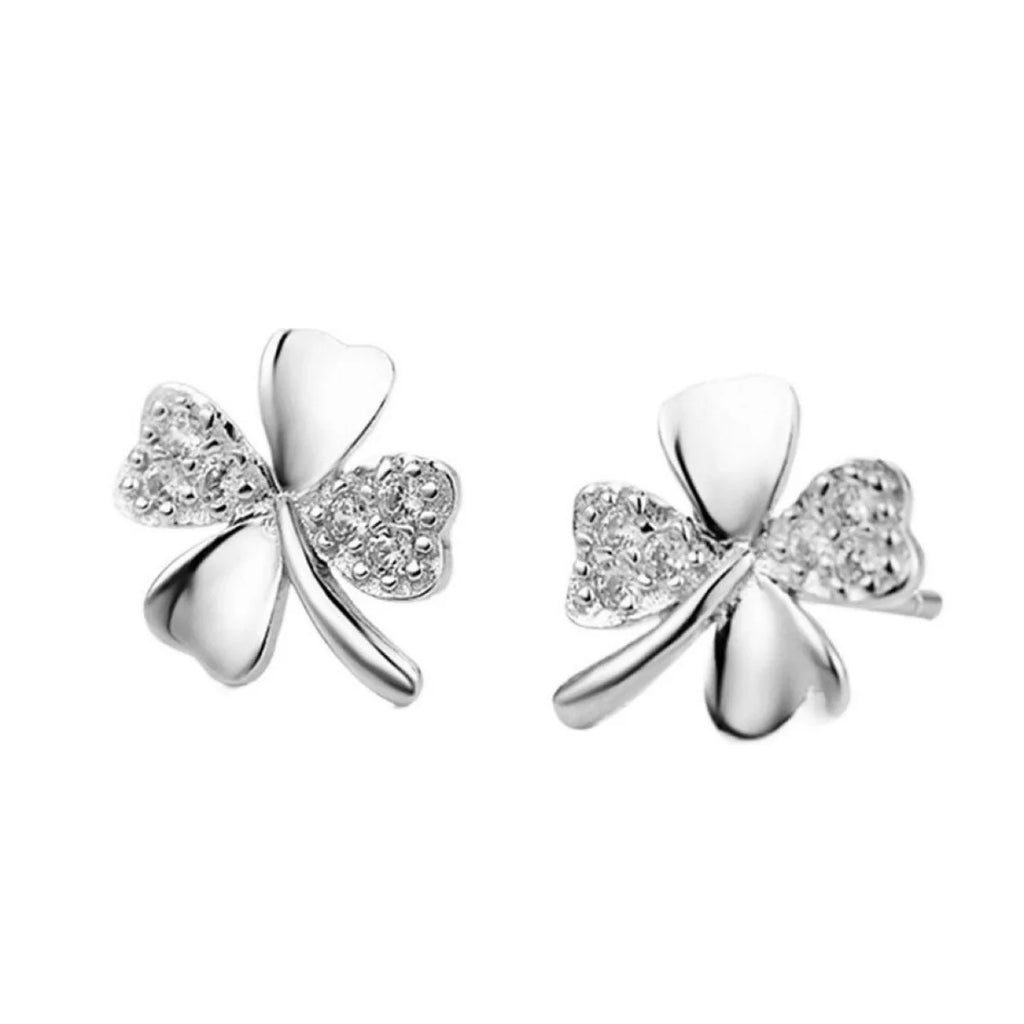 Pendientes trébol de cuatro corazones pavé de strass
