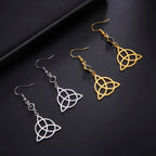 Pendientes Colgantes Triquetra Mujer Nudo de la Trinidad oro