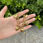 Pulsera 5 Corazones Gourmette Mujer oro