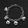 Pulsera 5 Corazones Gourmette Mujer plata