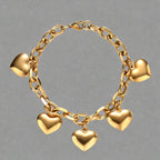 Pulsera 5 Corazones Gourmette Mujer oro