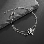 Pulsera de Acero Nudo de Bruja Mujer Pulsera Protección Wicca plata