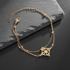 Pulsera de Acero Nudo de Bruja Mujer Pulsera Protección Wicca oro