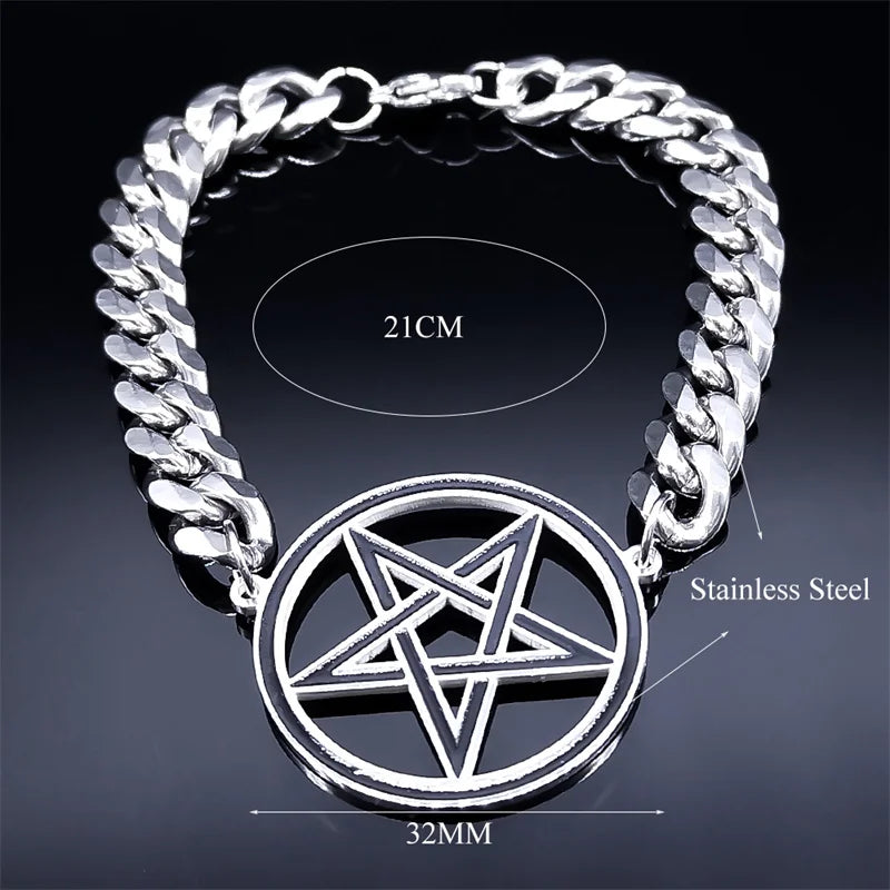 Pulsera de Acero Pentáculo Brujería Pulsera Wicca