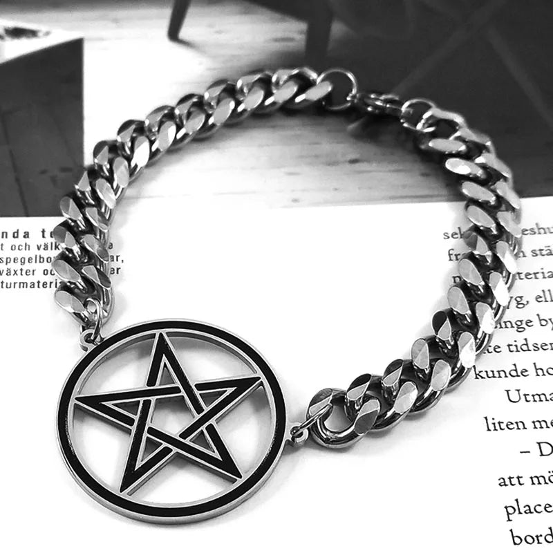 Pulsera de Acero Pentáculo Brujería Pulsera Wicca