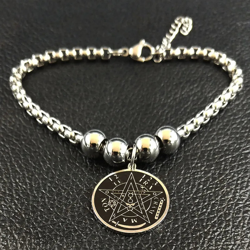 Pulsera de acero Pentáculo Brujería Pulsera Wicca