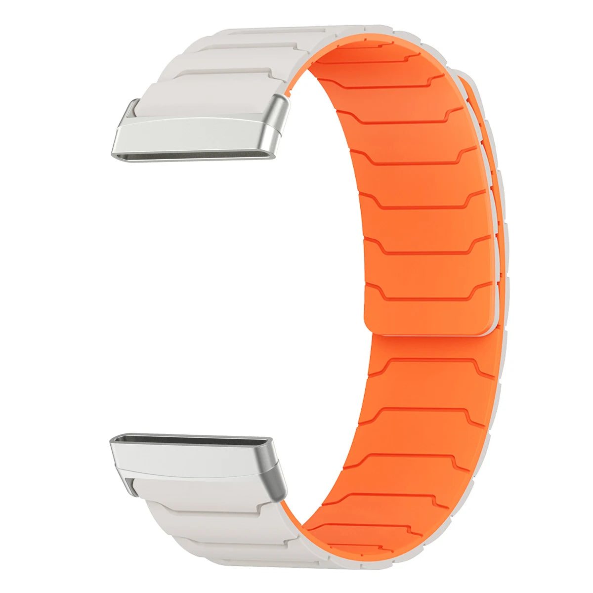Pulsera magnética para reloj Fitbit Versa 3, Versa 4, Sense 1 y Sense 2 blanca naranja