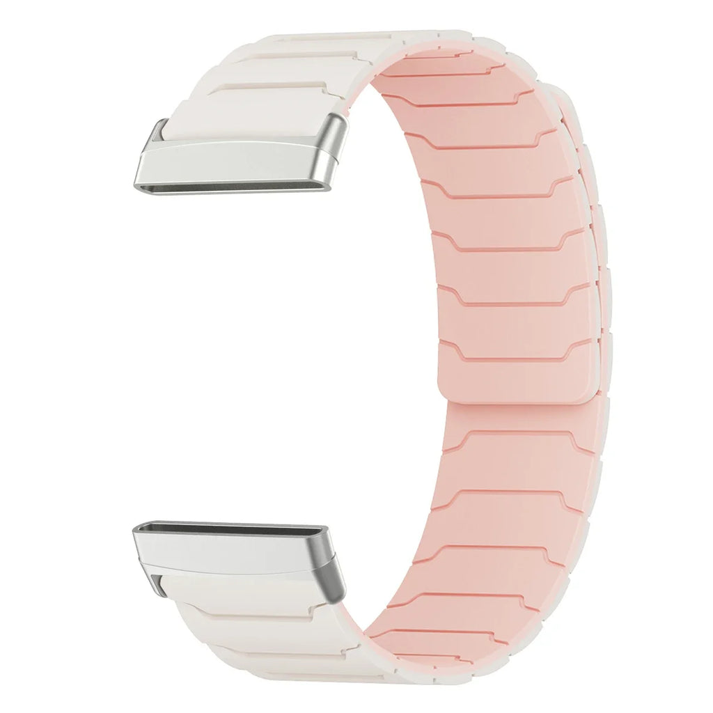 Pulsera magnética para reloj Fitbit Versa 3, Versa 4, Sense 1 y Sense 2 blanca rosa