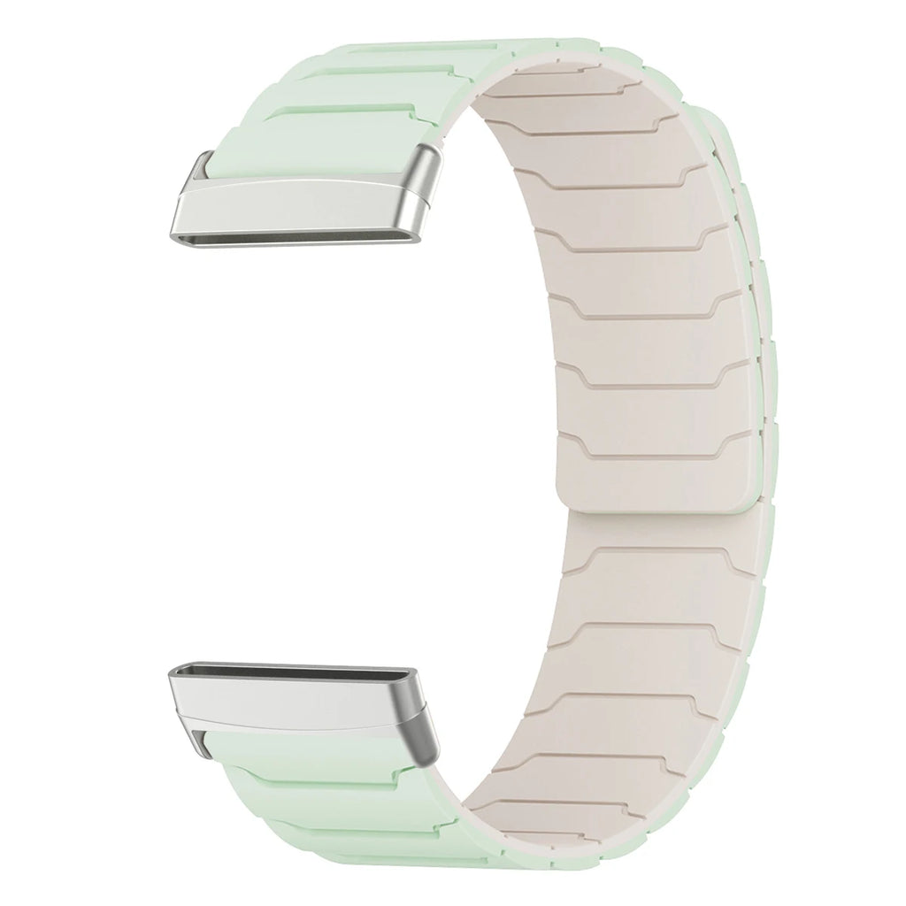 Pulsera magnética para reloj Fitbit Versa 3, Versa 4, Sense 1 y Sense 2 verde blanca