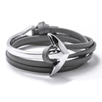 Pulsera ancha ajustable ancla plateada y gris