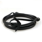 Pulsera ancha ajustable ancla negra