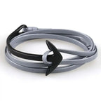 Pulsera ancha ajustable ancla negra y gris