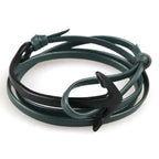 Pulsera ancha ajustable ancla negra y verde