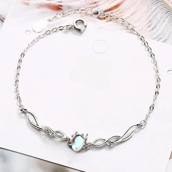 Pulsera ajustable con gota de piedra lunar