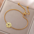 Pulsera ajustable con la <span data-glossary-id="etoile-de-david">estrella de David</span> símbolo judío oro