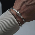 Pulsera ajustable con nudo para hombre plata