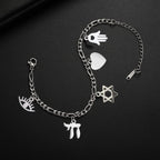 Pulsera ajustable con colgantes de protección judía plata