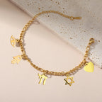 Pulsera ajustable con colgantes de protección judía oro