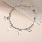Pulsera ajustable con colgantes de protección judía plata