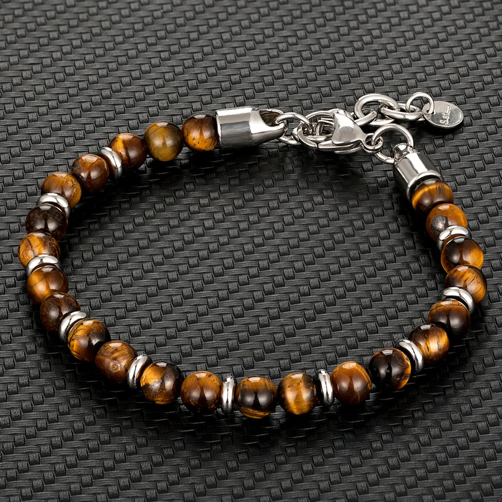Adjustable tiger's eye bead bracelet