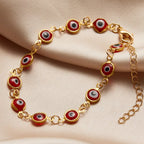 Adjustable blue and red evil eye bracelet