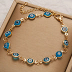 Adjustable blue, light blue evil eye bracelet