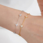 Pulsera ajustable de tréboles con strass 