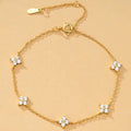Pulsera ajustable de tréboles con strass 
