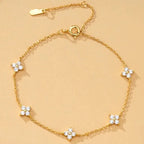 Pulsera ajustable de tréboles con strass 