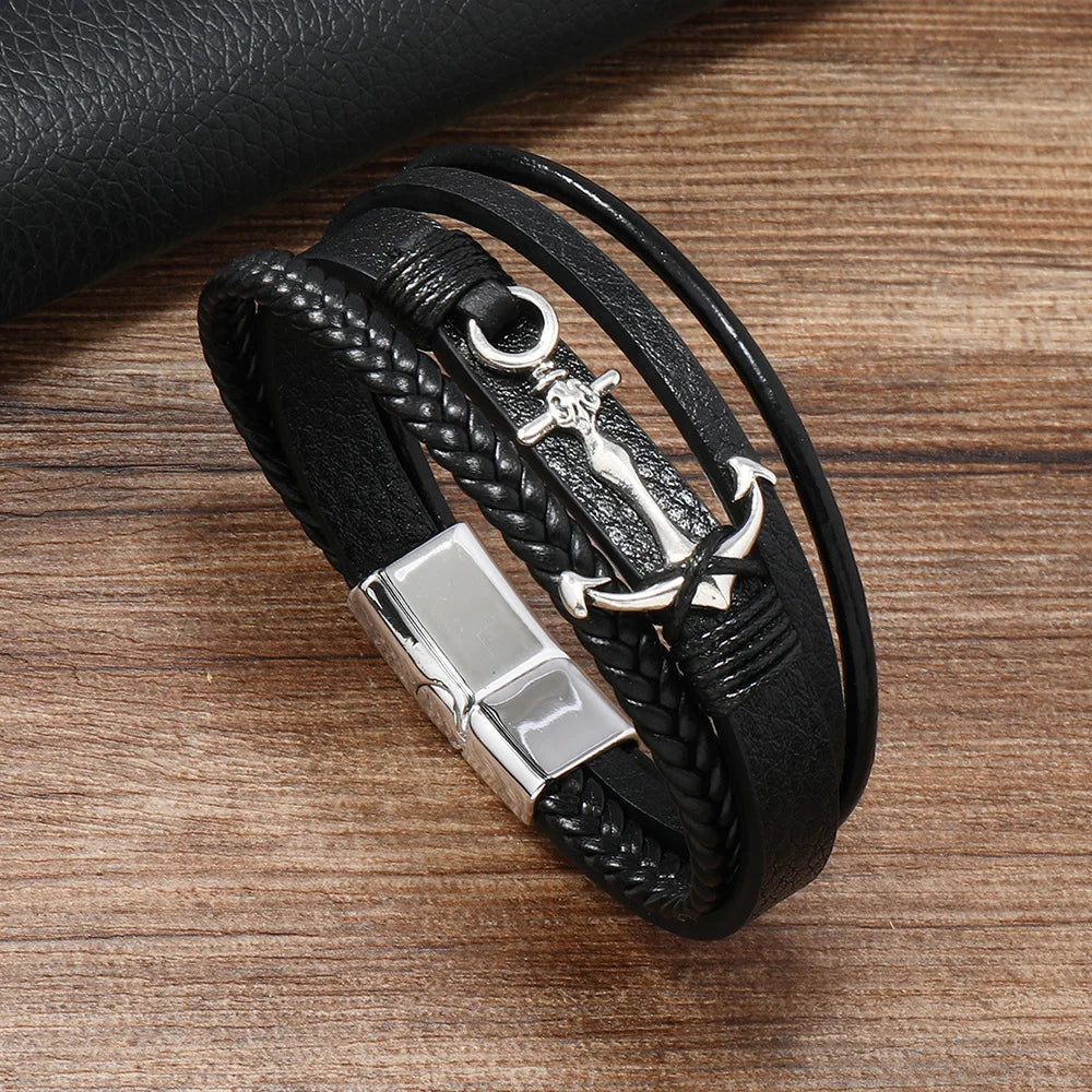 Pulsera ancla ancha negra