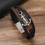Pulsera ancha ancla marrón