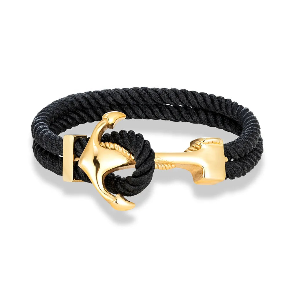 Pulsera ancla hombre negro