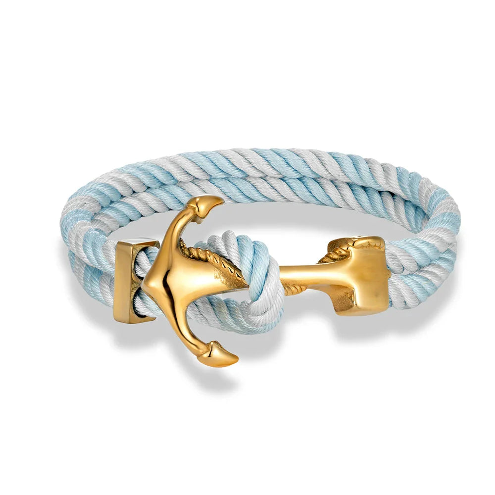 Pulsera ancla hombre azul y gris