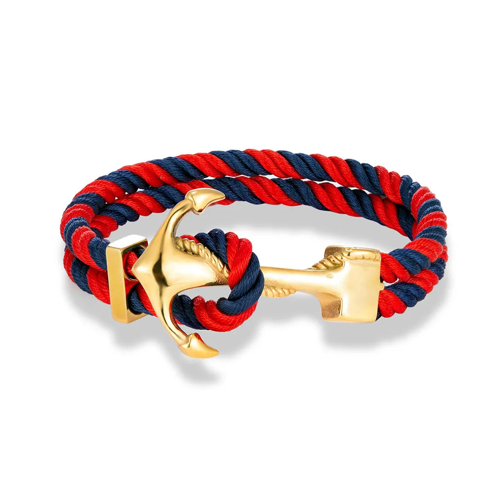 Pulsera ancla hombre azul y rojo