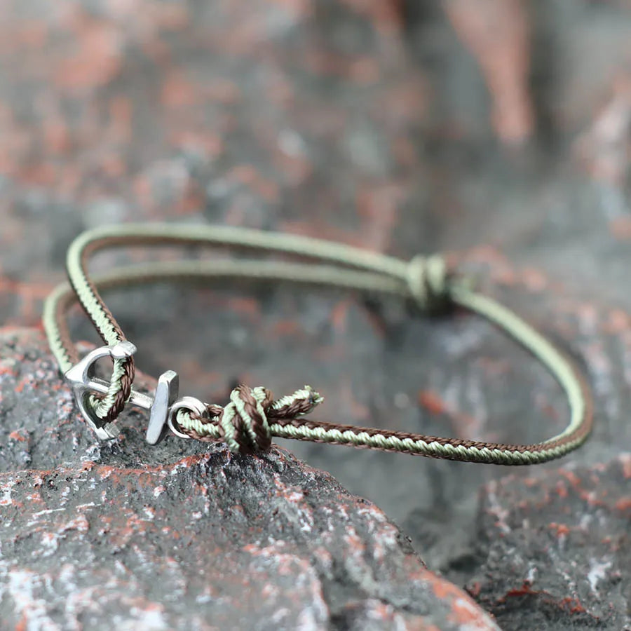 Pulsera ancla marinera verde claro